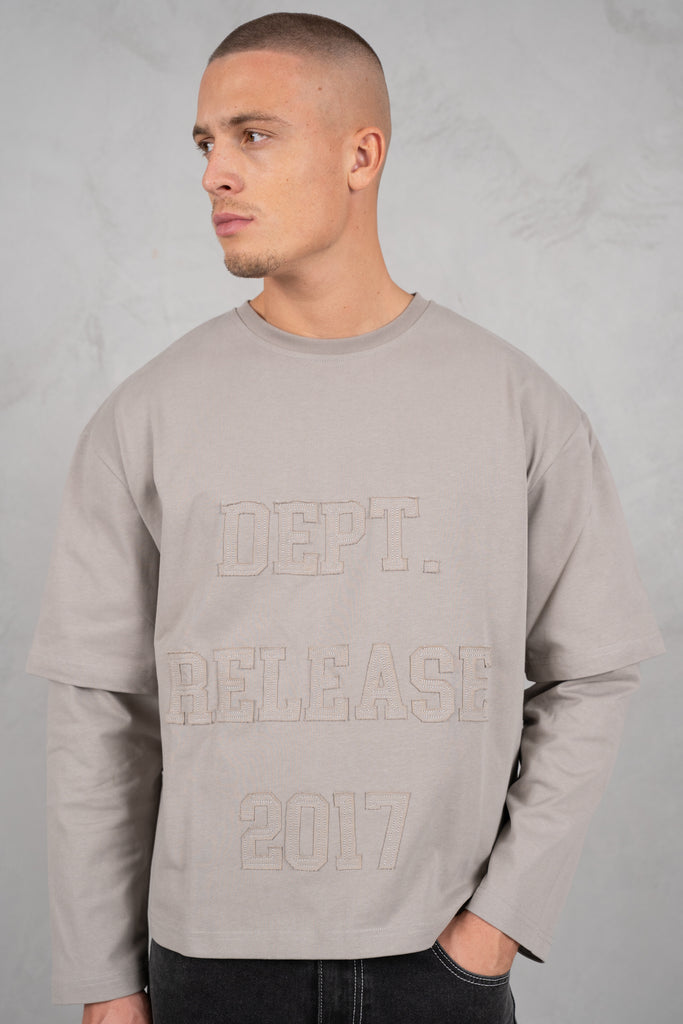 Dept. Release Double Layer Boxy Long Sleeve T-Shirt - Grey