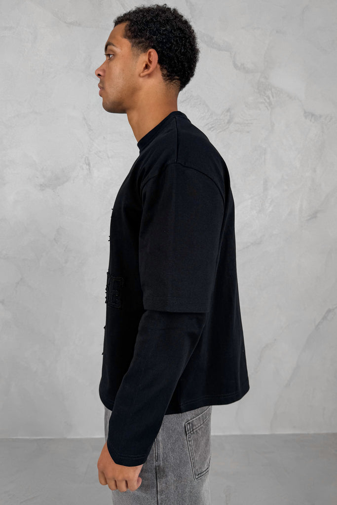Dept. Release Double Layer Boxy Long Sleeve T-Shirt - Black