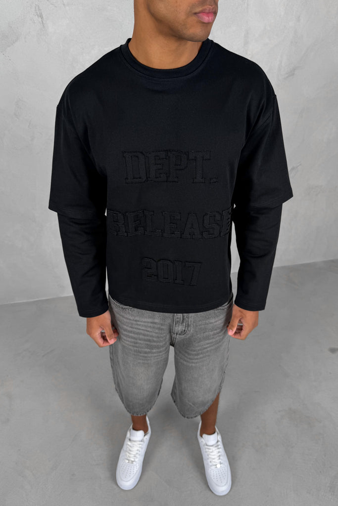 Dept. Release Double Layer Boxy Long Sleeve T-Shirt - Black