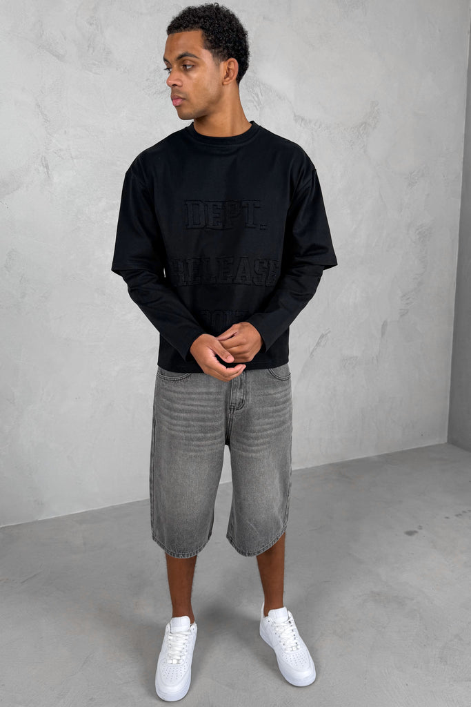 Dept. Release Double Layer Boxy Long Sleeve T-Shirt - Black