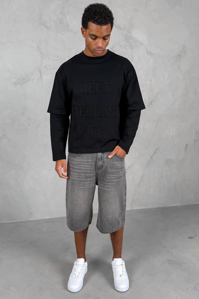 Dept. Release Double Layer Boxy Long Sleeve T-Shirt - Black