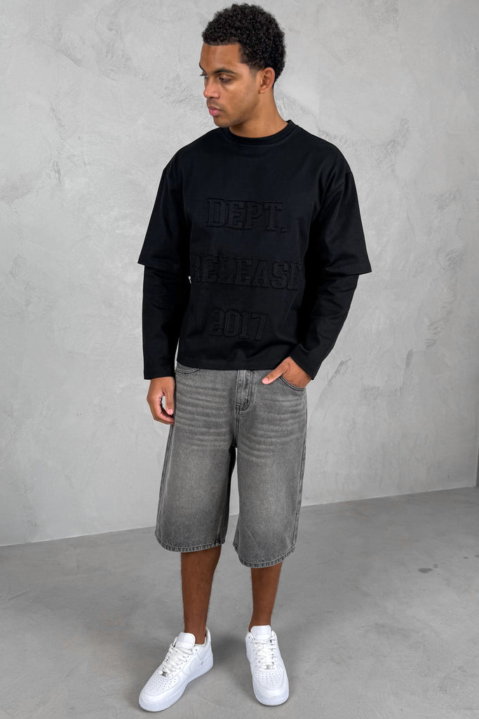 Dept. Release Double Layer Boxy Long Sleeve T-Shirt - Black
