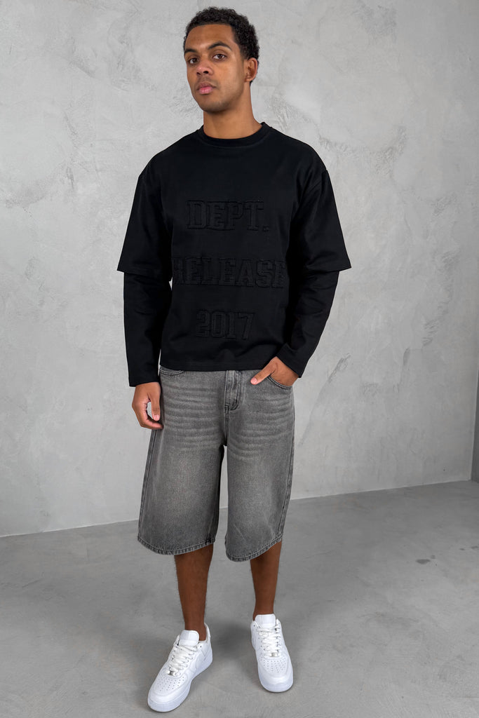 Dept. Release Double Layer Boxy Long Sleeve T-Shirt - Black