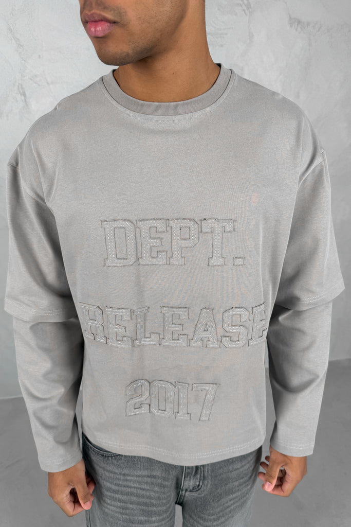 Dept. Release Double Layer Boxy Long Sleeve T-Shirt - Grey