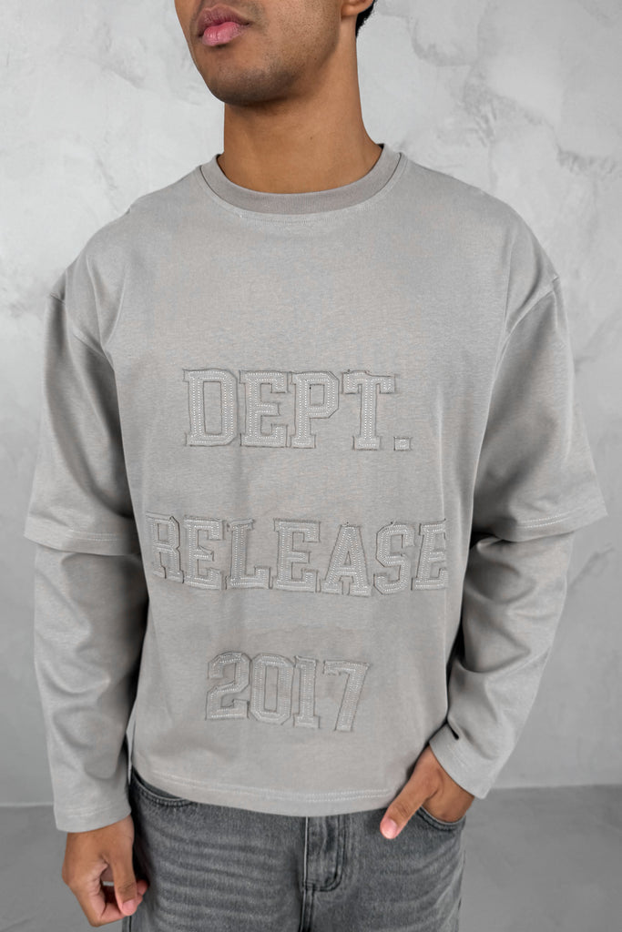 Dept. Release Double Layer Boxy Long Sleeve T-Shirt - Grey