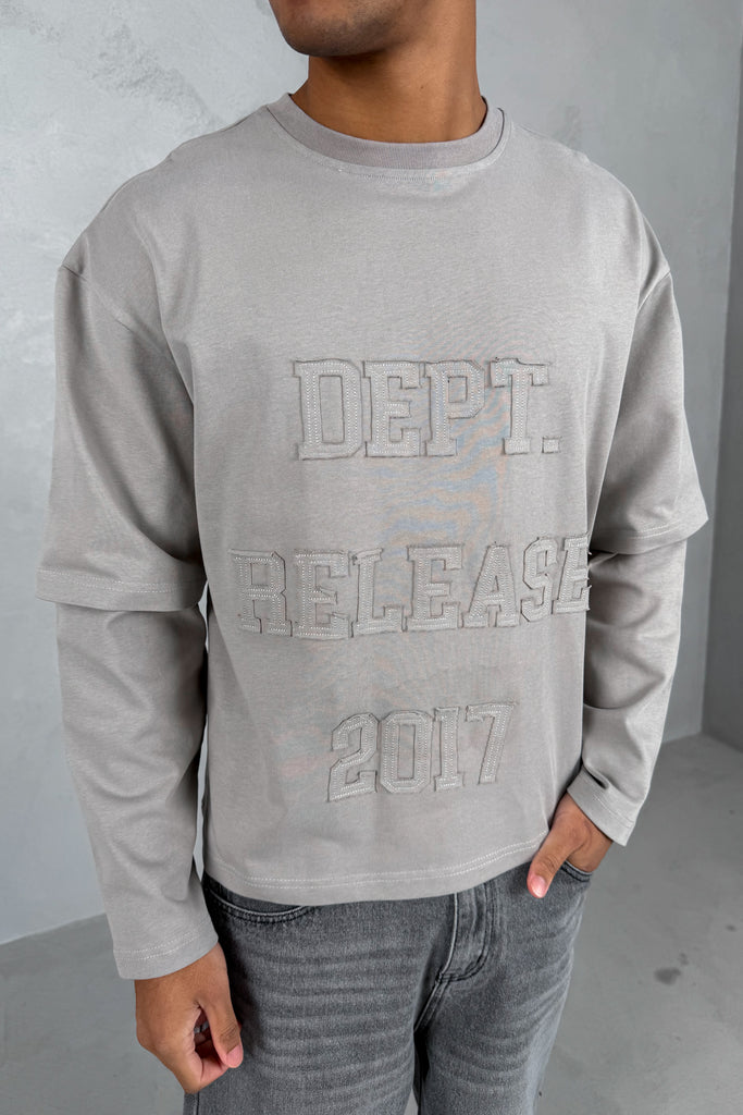 Dept. Release Double Layer Boxy Long Sleeve T-Shirt - Grey