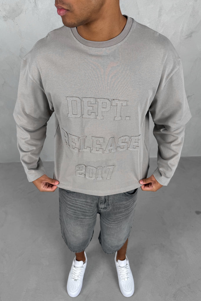 Dept. Release Double Layer Boxy Long Sleeve T-Shirt - Grey