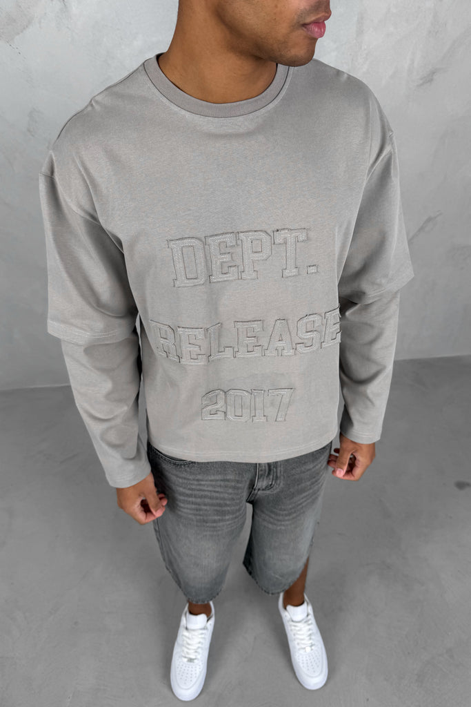 Dept. Release Double Layer Boxy Long Sleeve T-Shirt - Grey