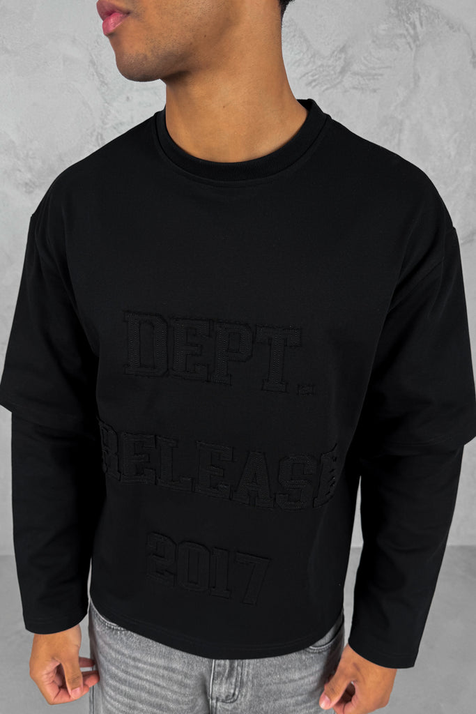 Dept. Release Double Layer Boxy Long Sleeve T-Shirt - Black