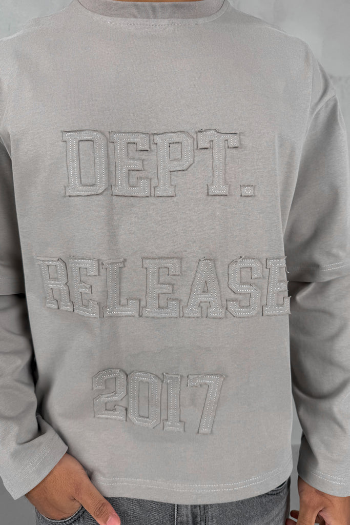 Dept. Release Double Layer Boxy Long Sleeve T-Shirt - Grey
