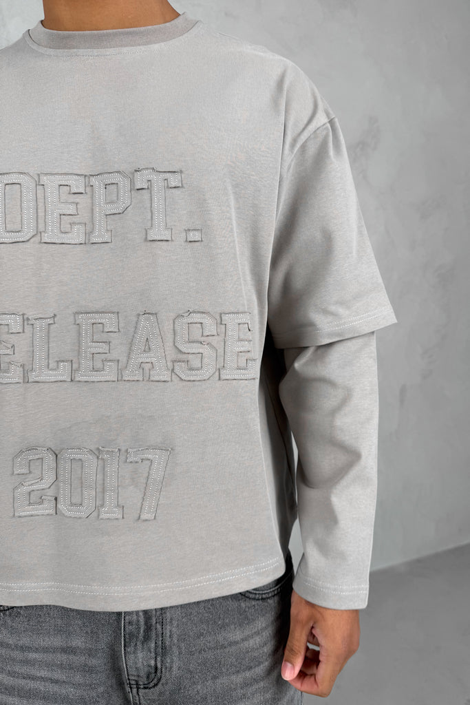 Dept. Release Double Layer Boxy Long Sleeve T-Shirt - Grey