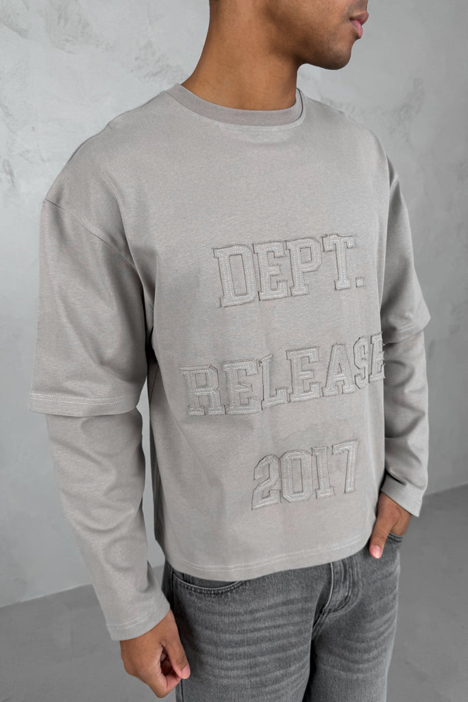 Dept. Release Double Layer Boxy Long Sleeve T-Shirt - Grey