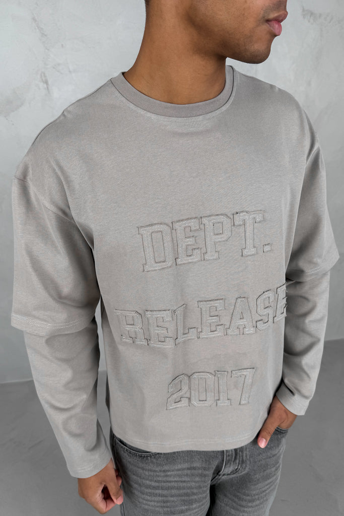 Dept. Release Double Layer Boxy Long Sleeve T-Shirt - Grey