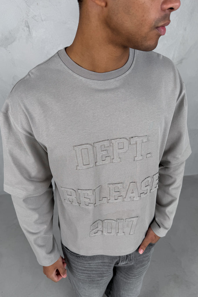 Dept. Release Double Layer Boxy Long Sleeve T-Shirt - Grey