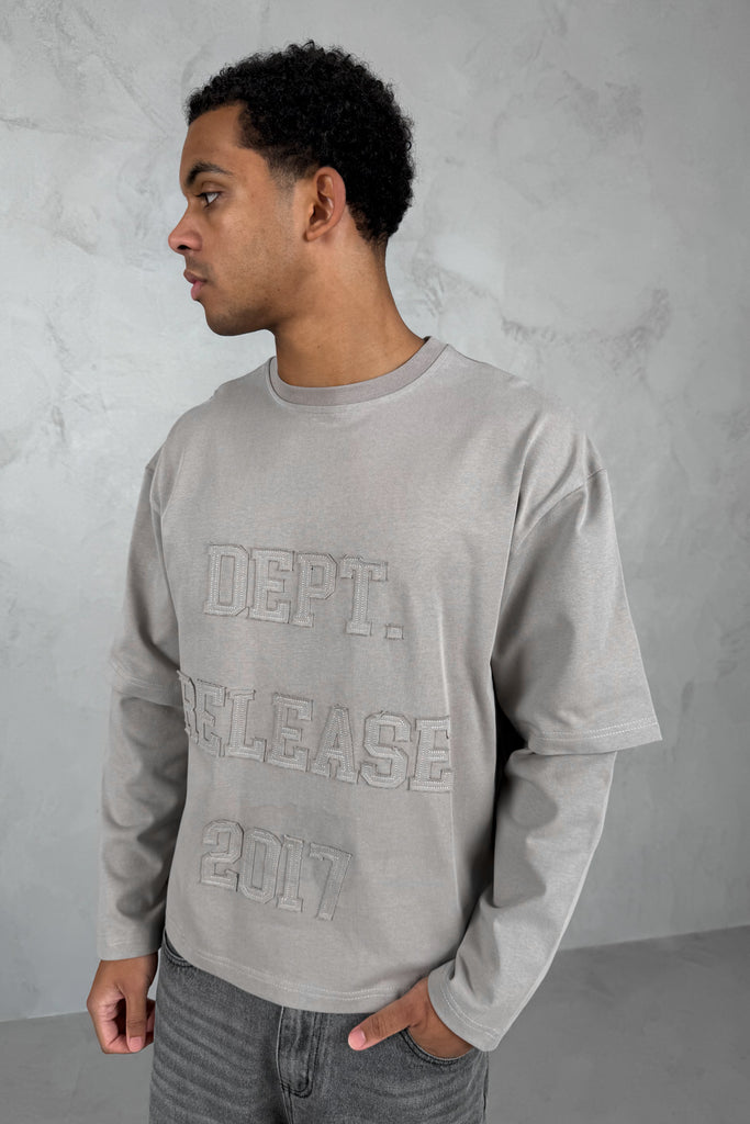 Dept. Release Double Layer Boxy Long Sleeve T-Shirt - Grey