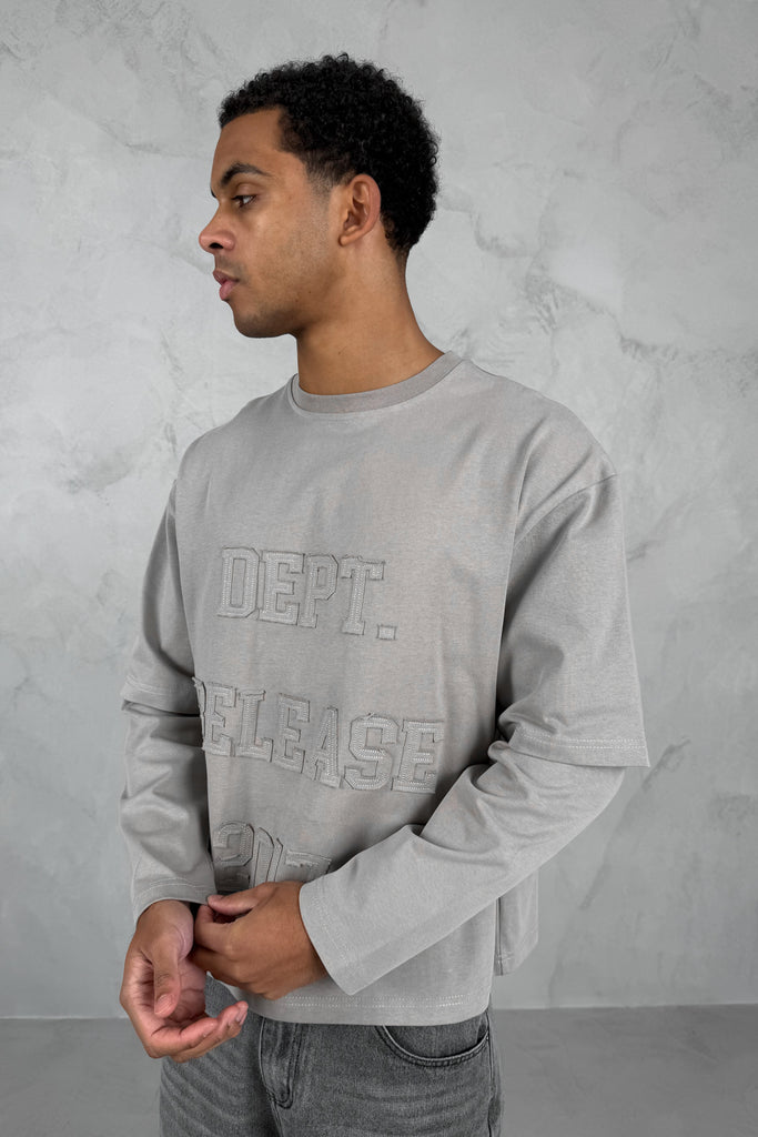 Dept. Release Double Layer Boxy Long Sleeve T-Shirt - Grey