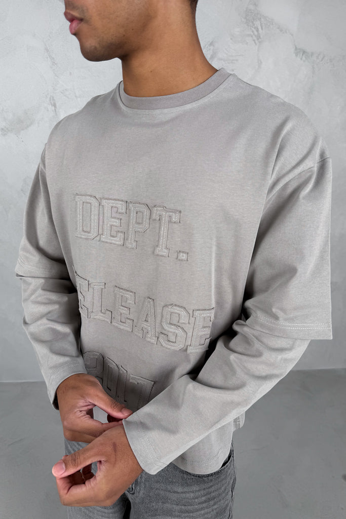 Dept. Release Double Layer Boxy Long Sleeve T-Shirt - Grey