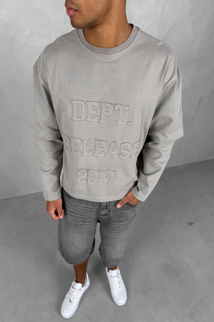Dept. Release Double Layer Boxy Long Sleeve T-Shirt - Grey