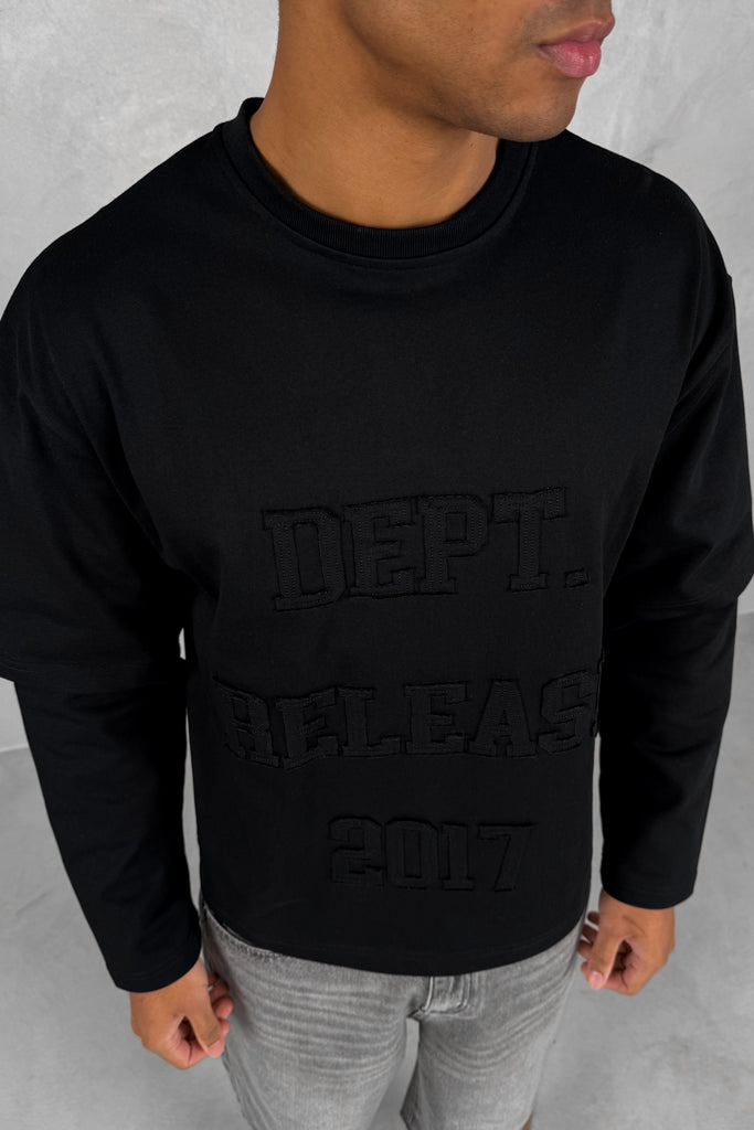 Dept. Release Double Layer Boxy Long Sleeve T-Shirt - Black