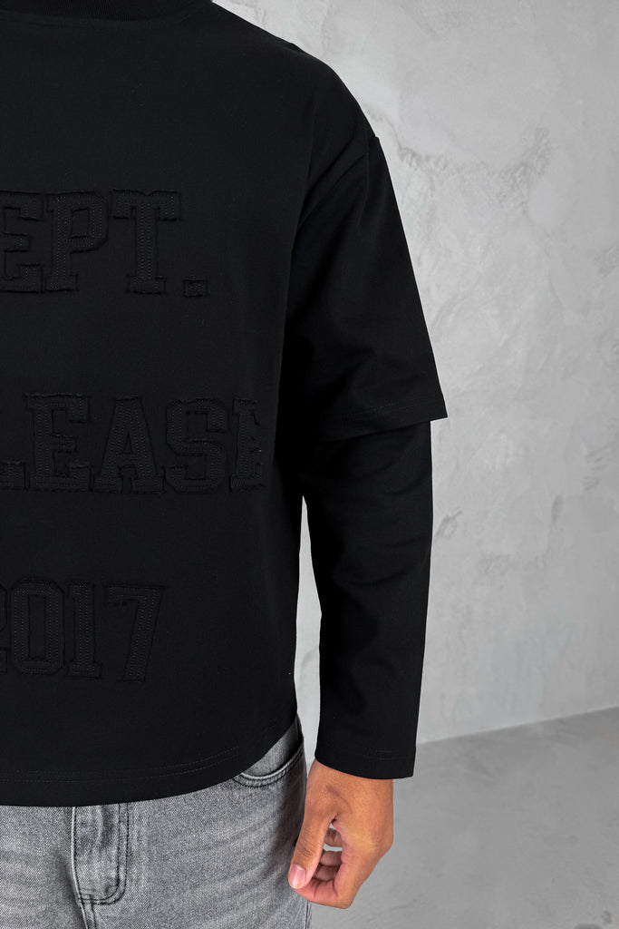Dept. Release Double Layer Boxy Long Sleeve T-Shirt - Black