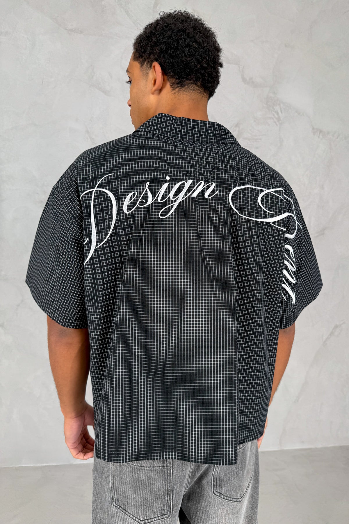 Design Dept Boxy Micro Check Shirt - Black