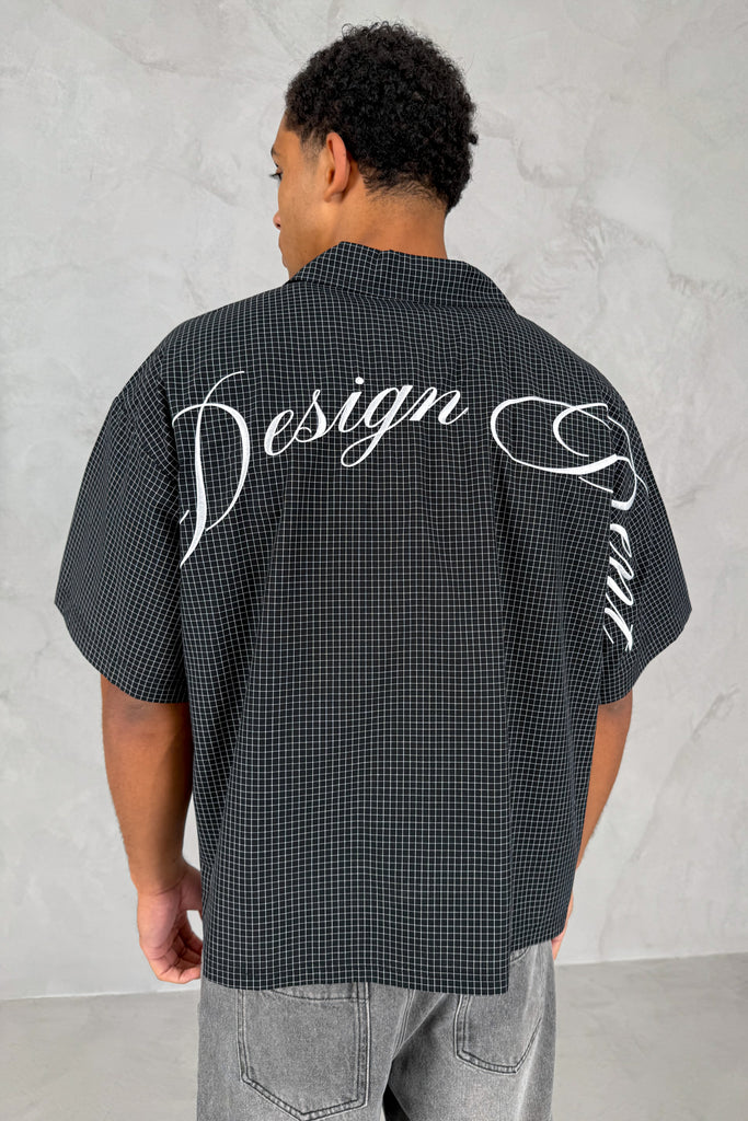 Design Dept Boxy Micro Check Shirt - Black