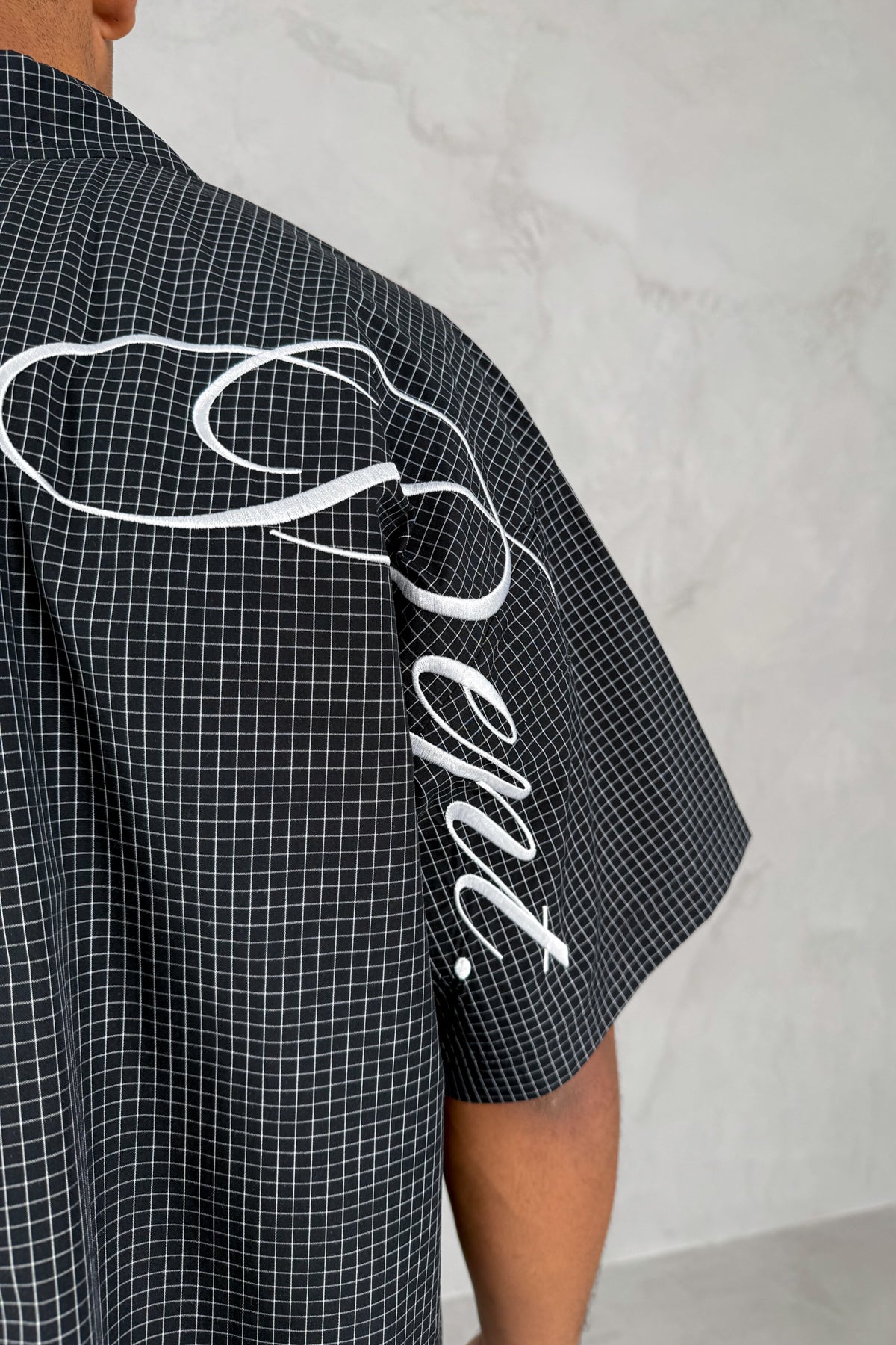 Design Dept Boxy Micro Check Shirt - Black