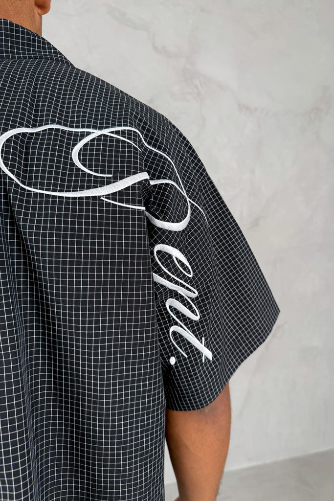 Design Dept Boxy Micro Check Shirt - Black