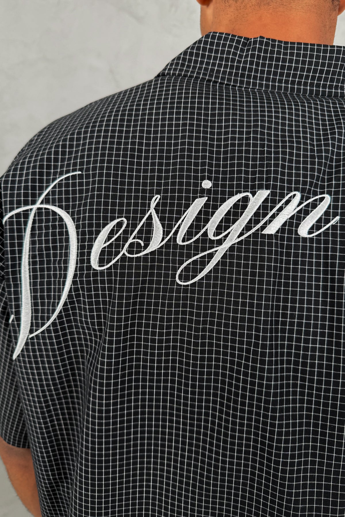 Design Dept Boxy Micro Check Shirt - Black