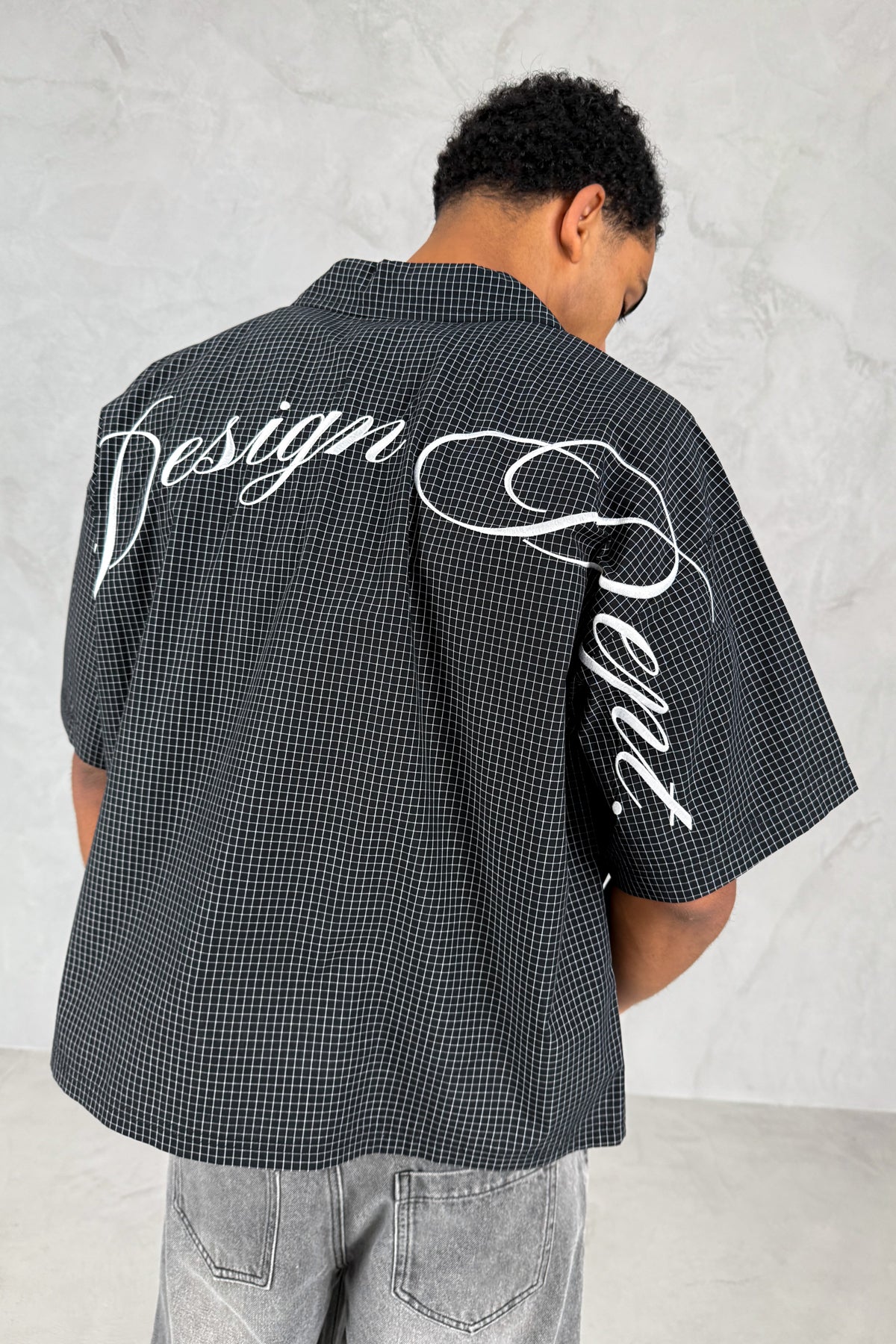 Design Dept Boxy Micro Check Shirt - Black