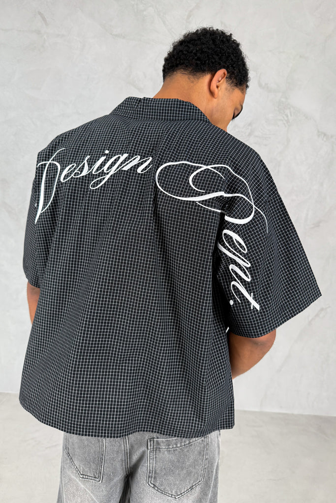 Design Dept Boxy Micro Check Shirt - Black