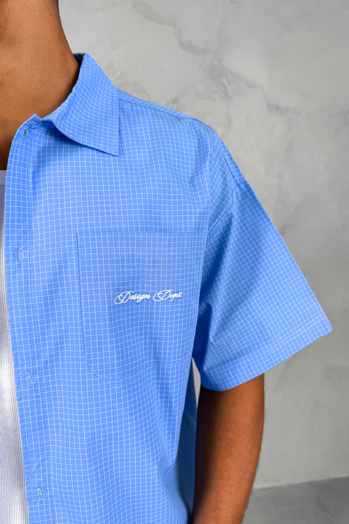 Micro Check Design Design Dept Boxy Micro Check Shirt - Blue – JK Attire