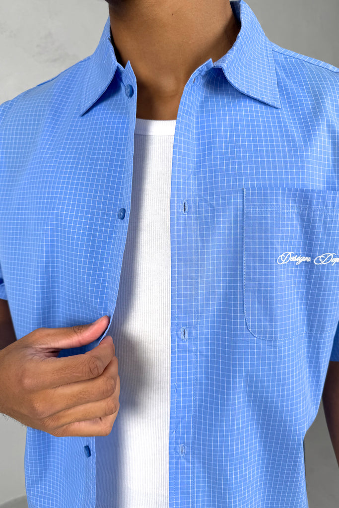 Micro Check Design Design Dept Boxy Micro Check Shirt - Blue – JK Attire