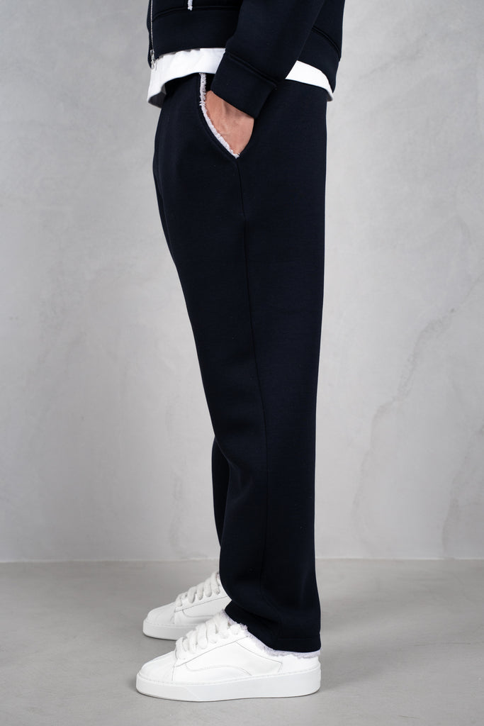 Distressed Hem Scuba Joggers - Navy