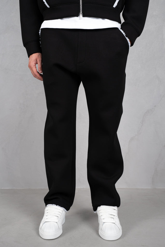 Distressed Hem Scuba Joggers - Black
