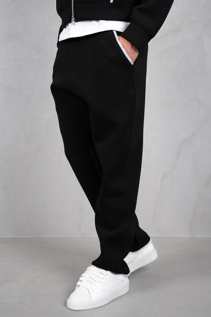 Distressed Hem Scuba Joggers - Black