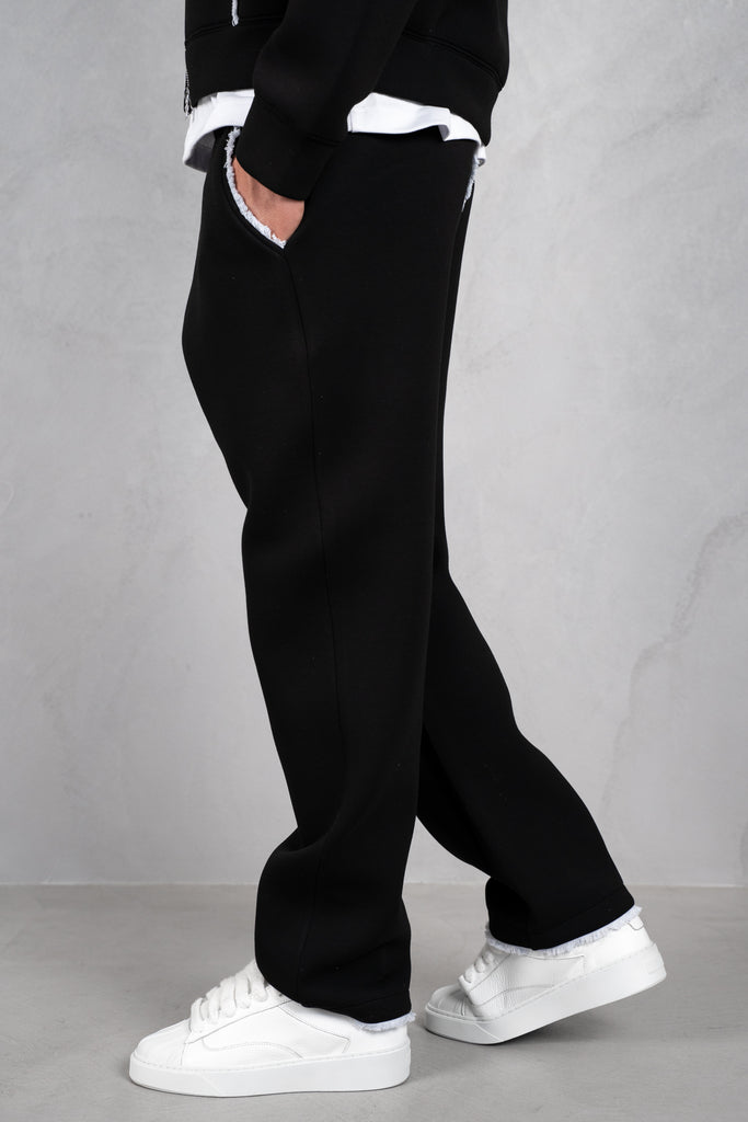 Distressed Hem Scuba Joggers - Black