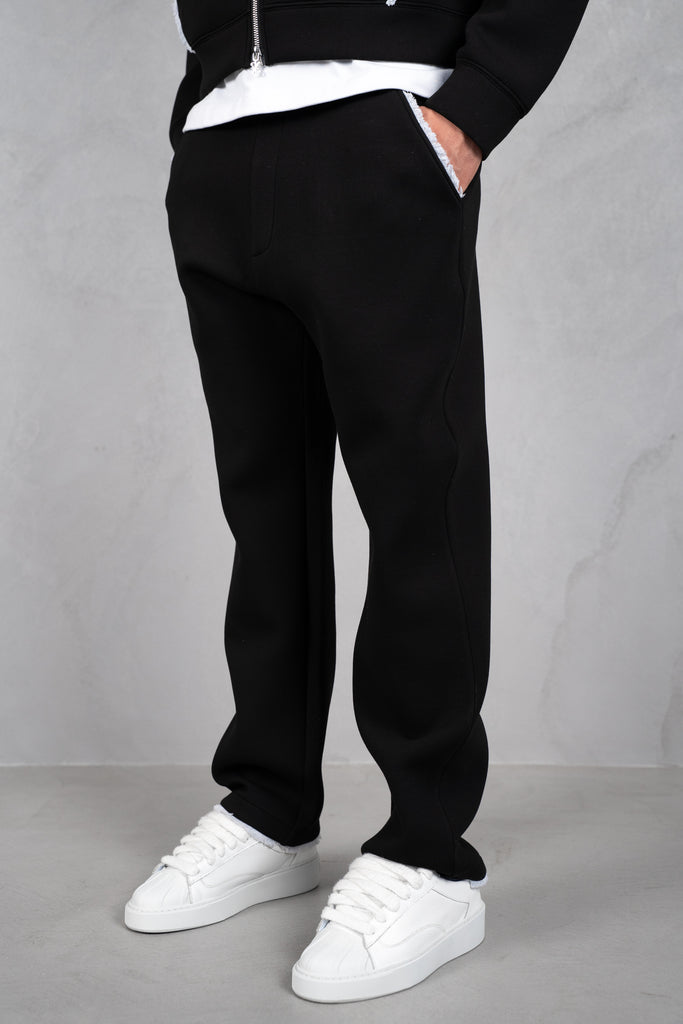 Distressed Hem Scuba Joggers - Black