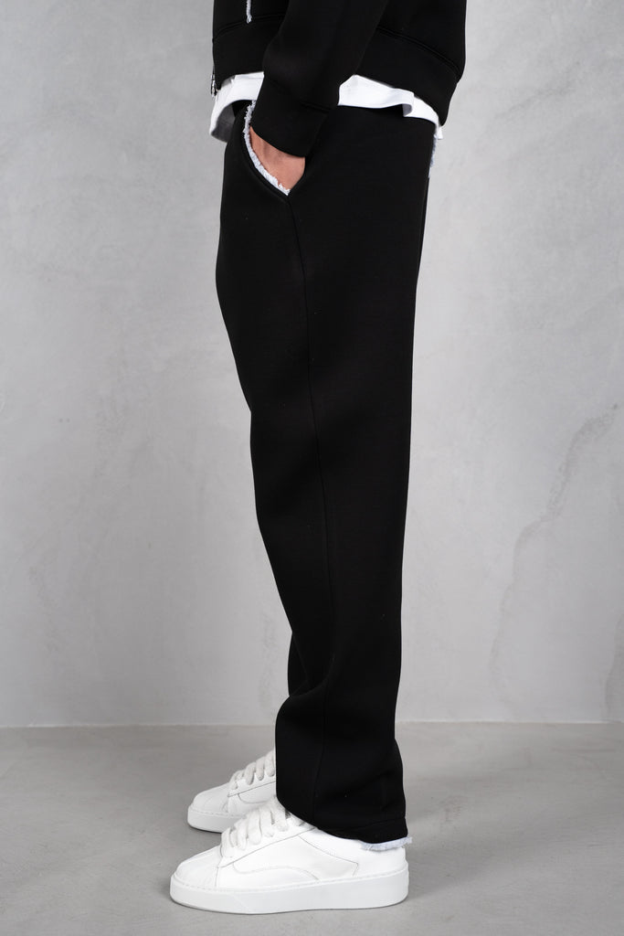 Distressed Hem Scuba Joggers - Black