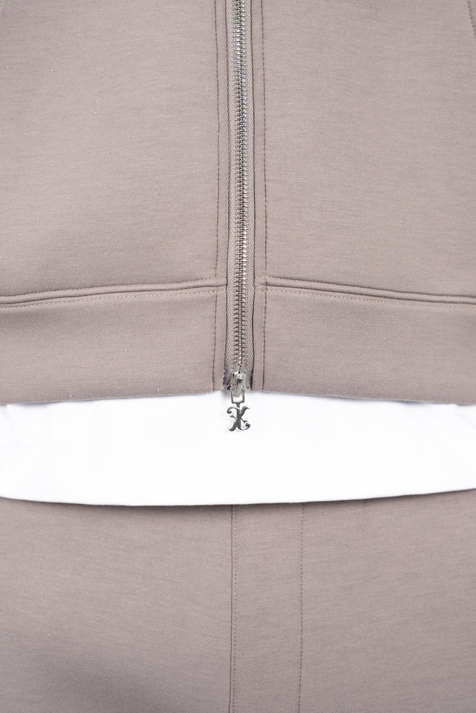 Distressed Hem Scuba Hoodie - Grey