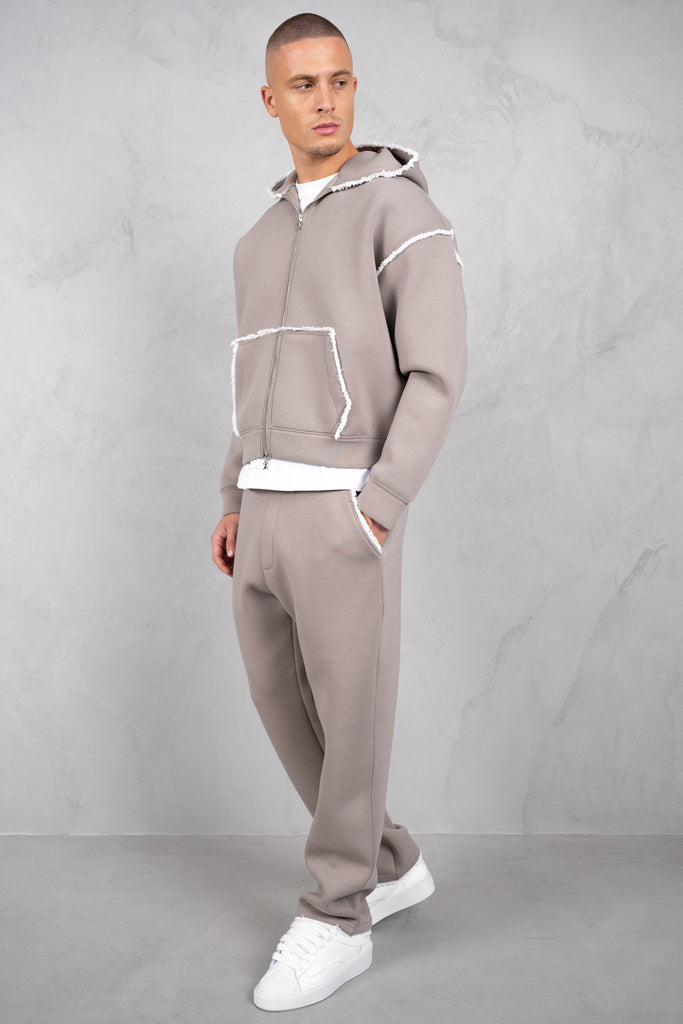 Distressed Hem Scuba Joggers - Grey