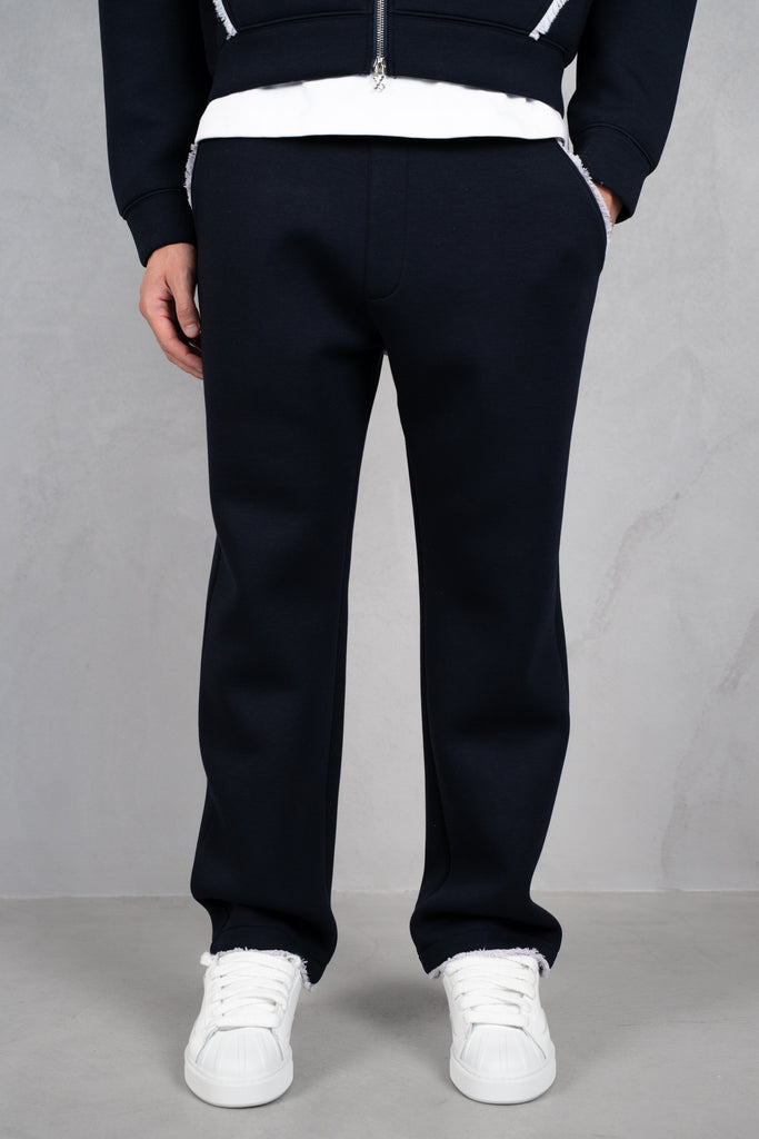 Distressed Hem Scuba Joggers - Navy