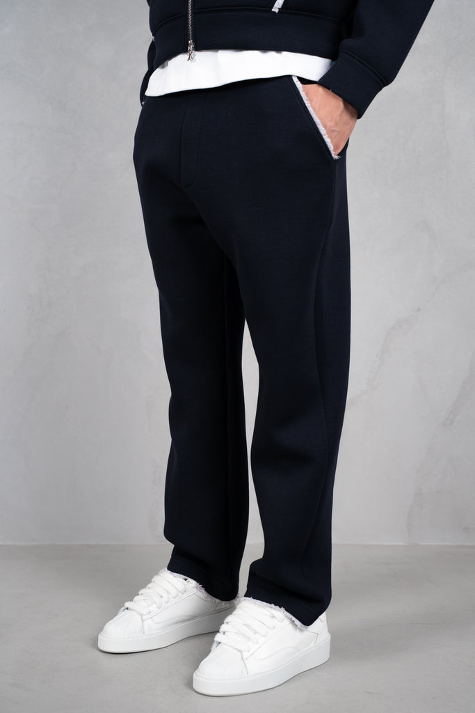 Distressed Hem Scuba Joggers - Navy