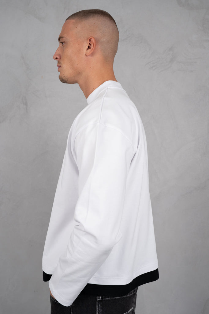 Double Layer Long Sleeve Boxy T-Shirt - White