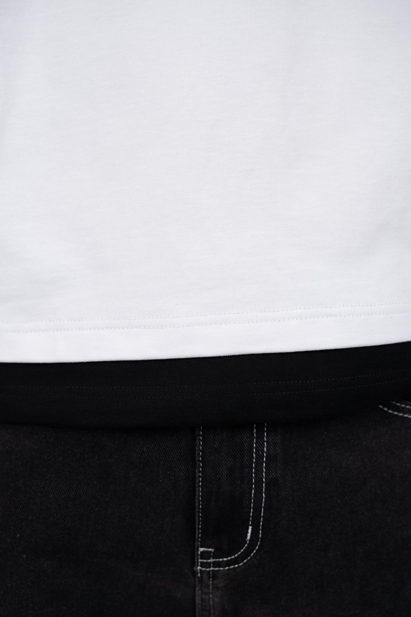 Double Layer Long Sleeve Boxy T-Shirt - White