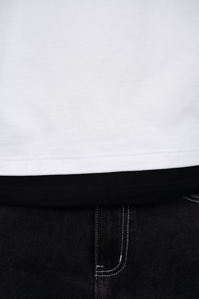 Double Layer Long Sleeve Boxy T-Shirt - White