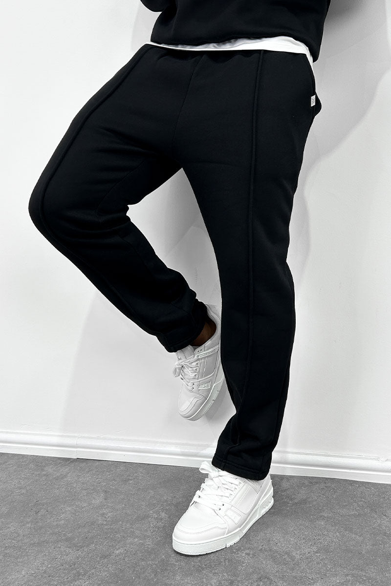 Relaxed Pintuck Joggers - Black