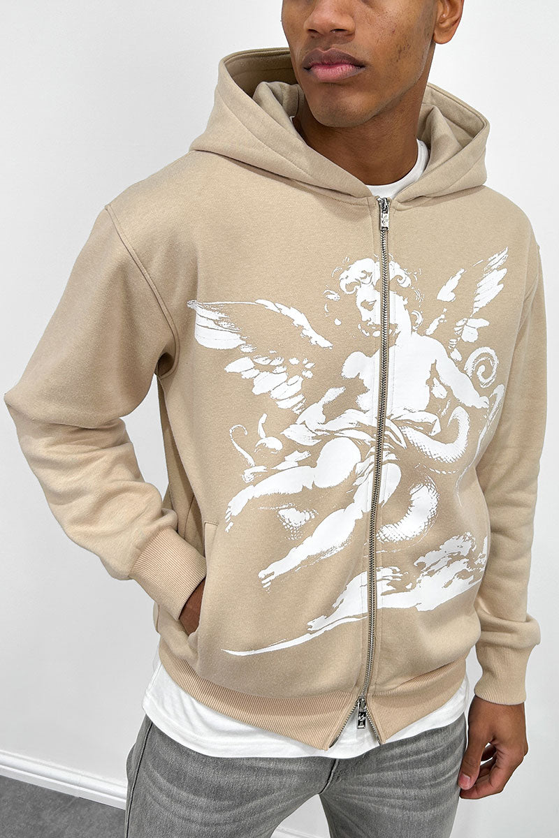 Cherub Double Zip Hoodie - Stone