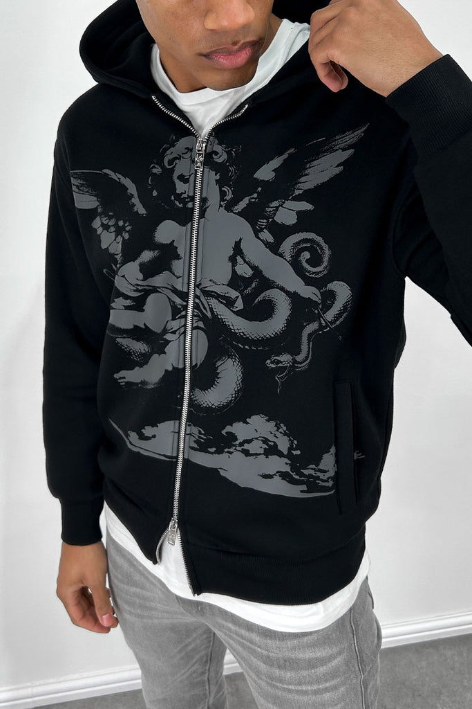 Cherub Double Zip Hoodie - Black