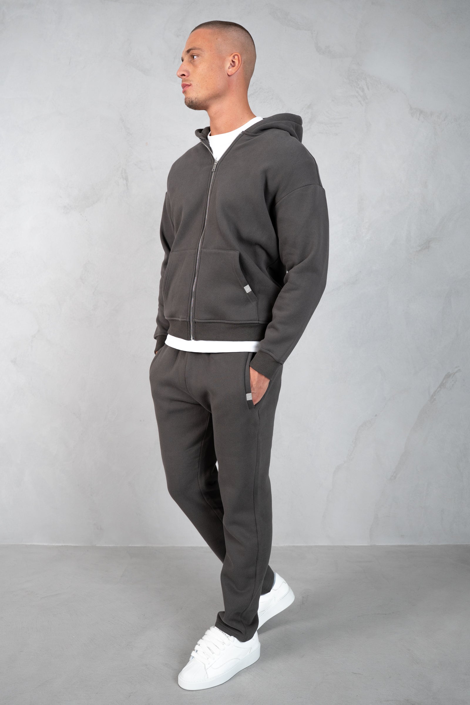 Essential Zip-Up Hoodie - Charcoal